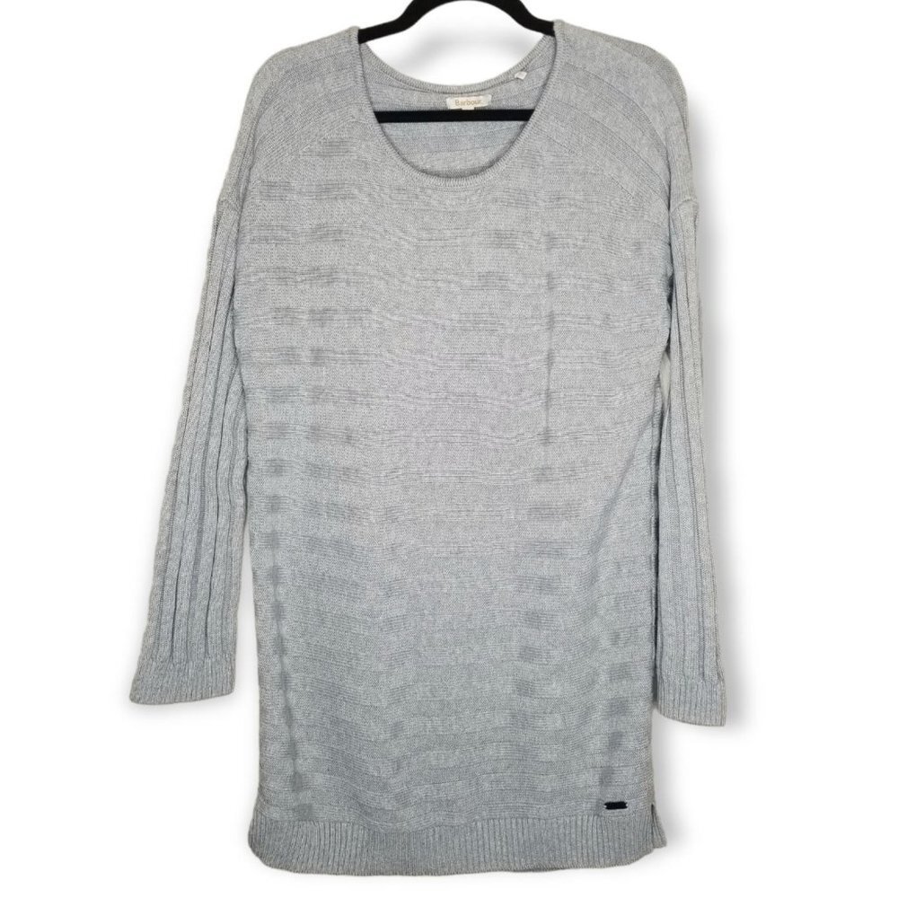 Barbour Daisyhill Knit Jumper Grey Ribbed Pull Over Crew Neck Sweater